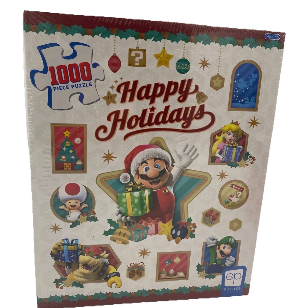 Super Mario Happy Holidays 1,000 Piece Puzzle New Great gift! Princess Peach NEW - Picture 1 of 6